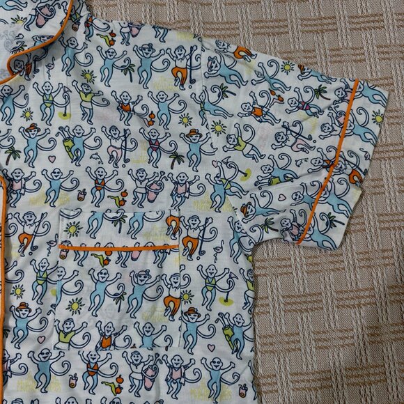 Roller Rabbit Cartoon Monkey Print Pajama Set - Picture 6 of 8